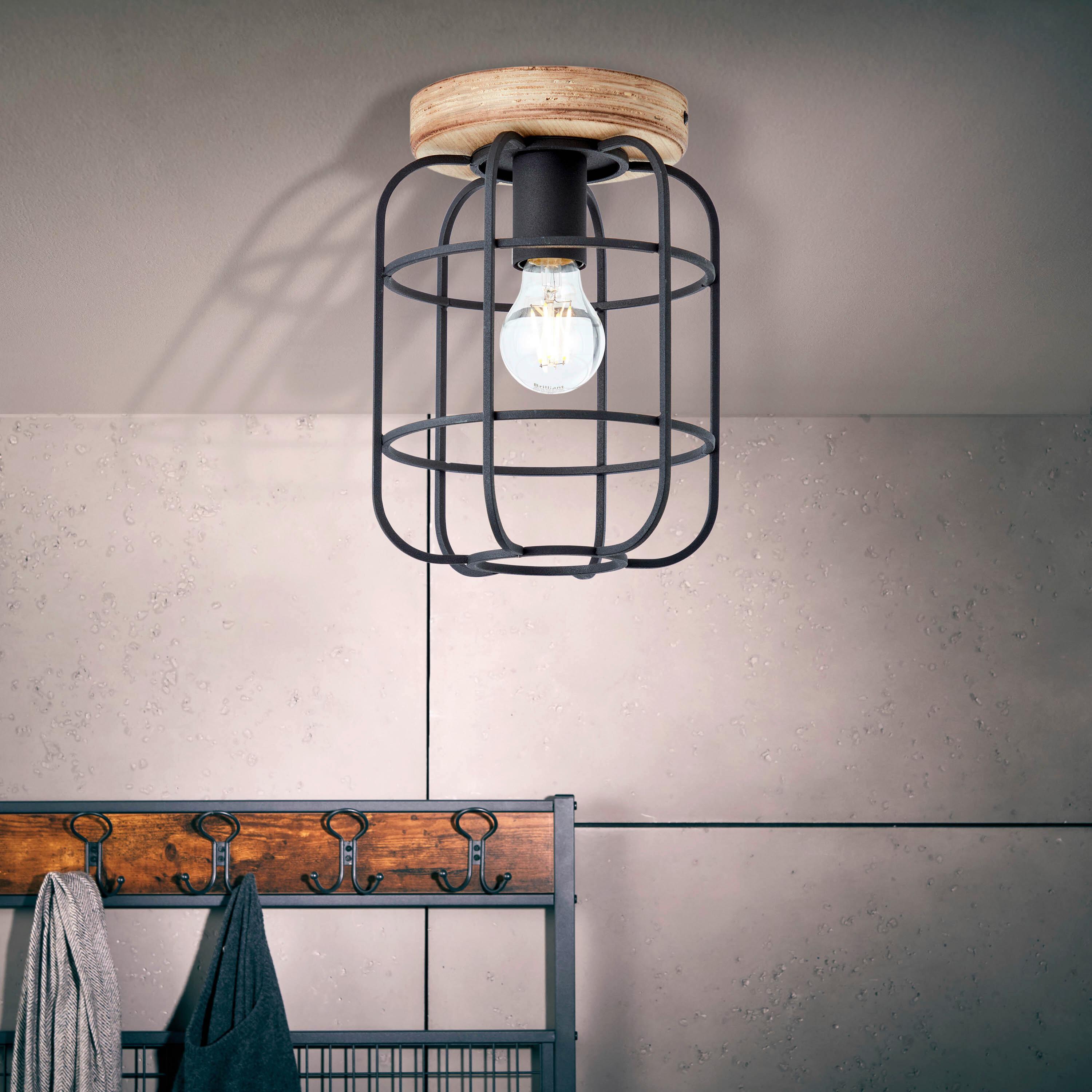 Deckenleuchte 97173/66 Gwen - Schwarz, Basics, Holz/Metall (20/26,8cm) - Brilliant