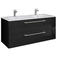Hängendes Waschbecken Mit Unterschrank B: 111 Cm Weiß - Schwarz/Weiß, MODERN, Keramik/Holzwerkstoff (111cm) - MID.YOU