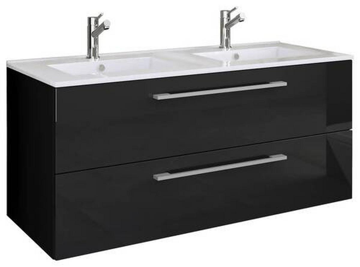 Hängendes Waschbecken Mit Unterschrank B: 111 Cm Weiß - Schwarz/Weiß, MODERN, Keramik/Holzwerkstoff (111cm) - MID.YOU