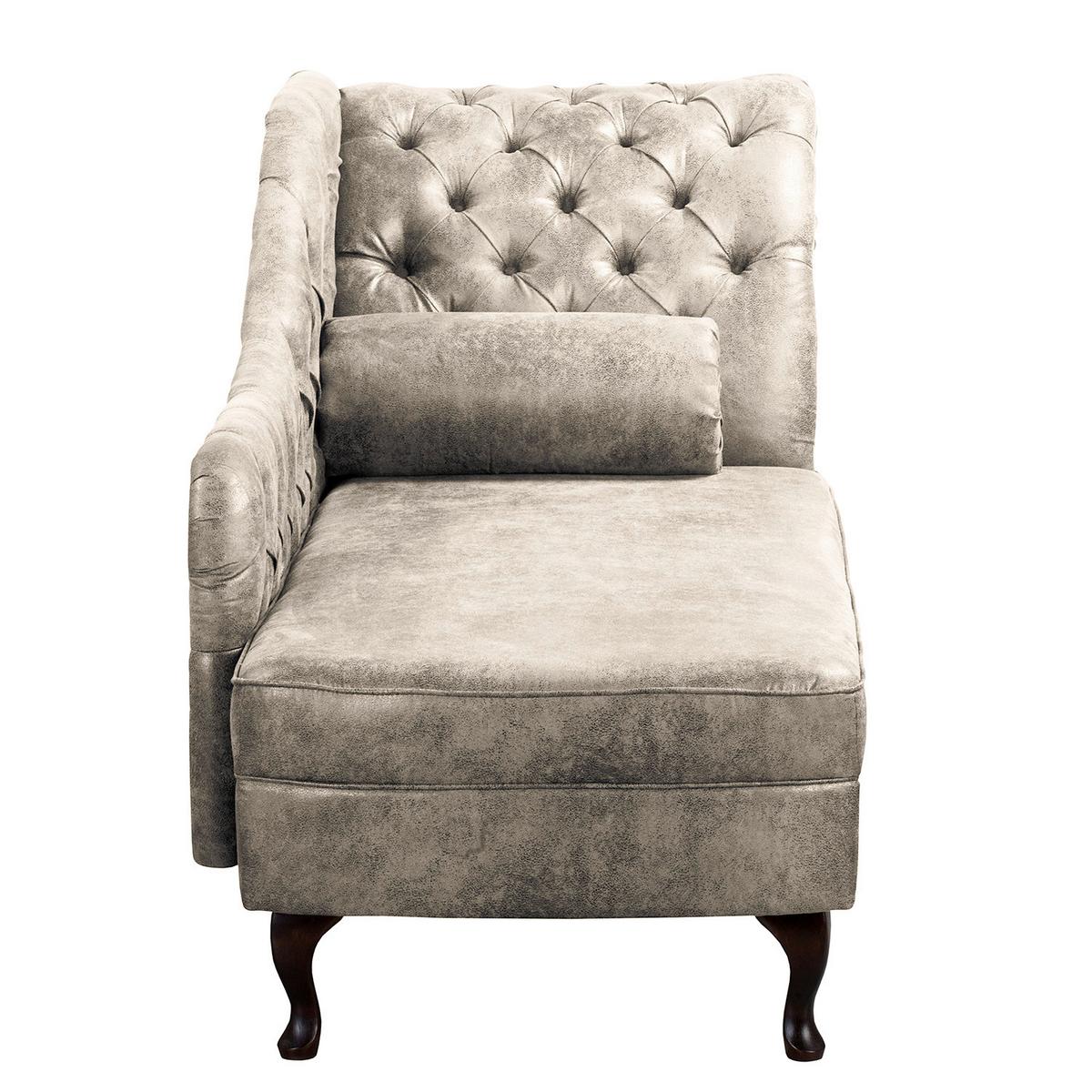 Récamiere Pako Hellgrau B: 185cm - Hellgrau/Braun, Design, Textil (185/93/75cm) - Livetastic