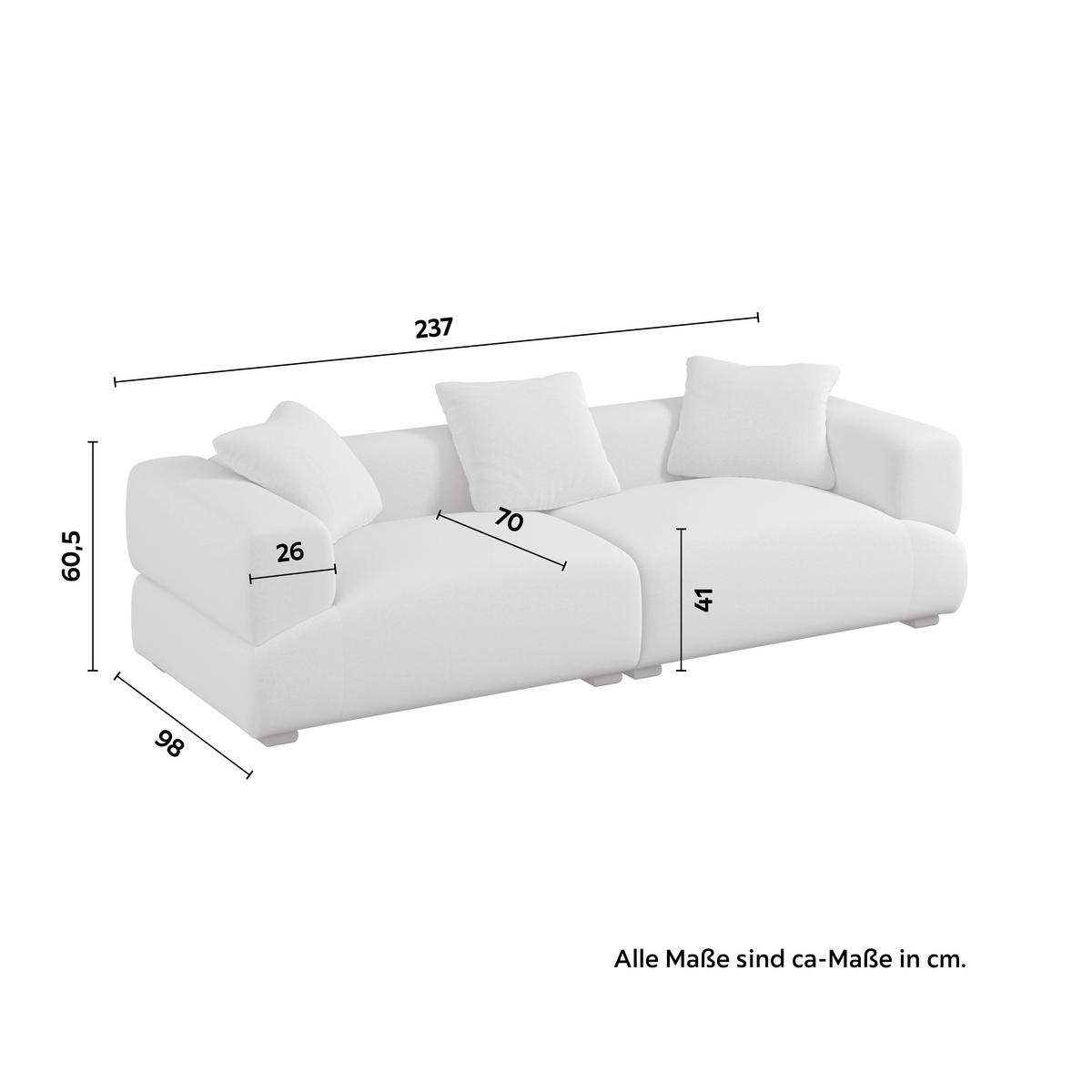 Pohovka TALIA, béžový samet, max.360 kg - khaki/přírodní barvy, Moderní, dřevo/textil (237/60,5/98cm) - Bessagi Home