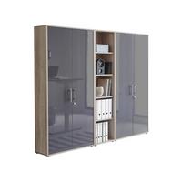 Office Edition B: 212,9 Cm Sonoma Eiche/anthrazit - Anthrazit Hochglanz/Sonoma Eiche, MODERN, Holzwerkstoff (212,9/185,6/33cm) - MID.YOU