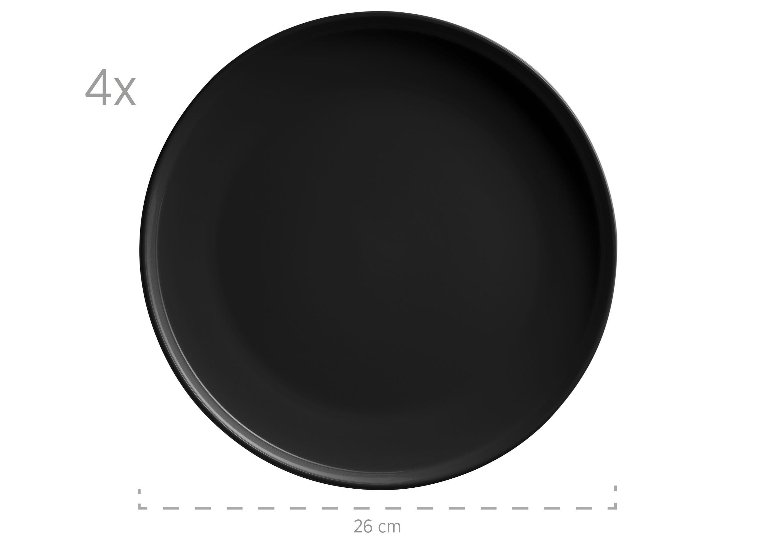 Kombiservice Alenia 4 Personen Geschirr Set - Schwarz, Basics, Keramik (32/31,5/30cm) - Mäser