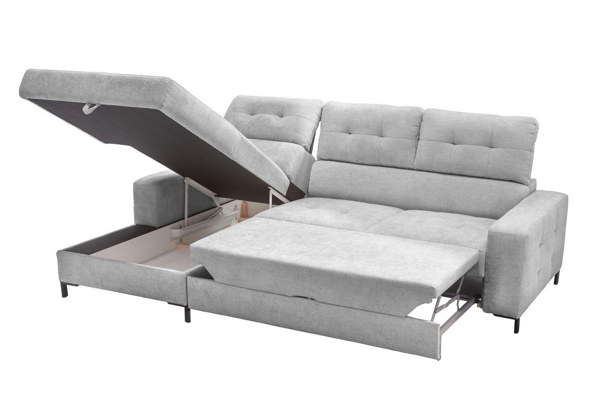 Ecksofa Bonito, Hellgrau Schenkel: 176x255 cm - Hellgrau/Schwarz, Design, Textil (176/260cm) - Livetastic