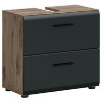 Waschbeckenunterschrank Ice Schwarz/Eiche Dekor B: 60cm - Eiche dunkel/Schwarz, Basics, Holzwerkstoff (60/55/30cm) - MID.YOU