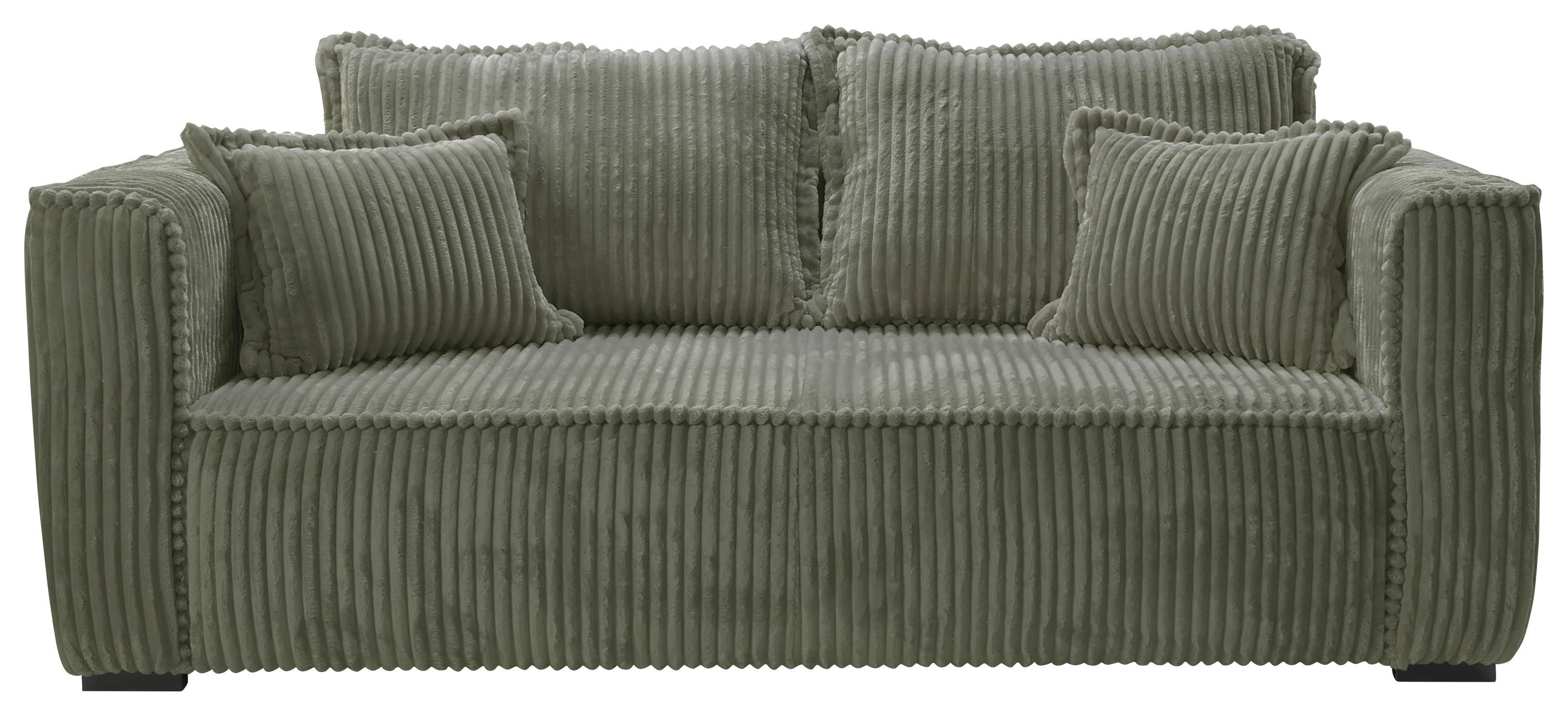 Sofa Modena inkl. Kissen Grün, B: 223 cm - Schwarz/Grün, Design, Textil (223/95/121cm) - MID.YOU
