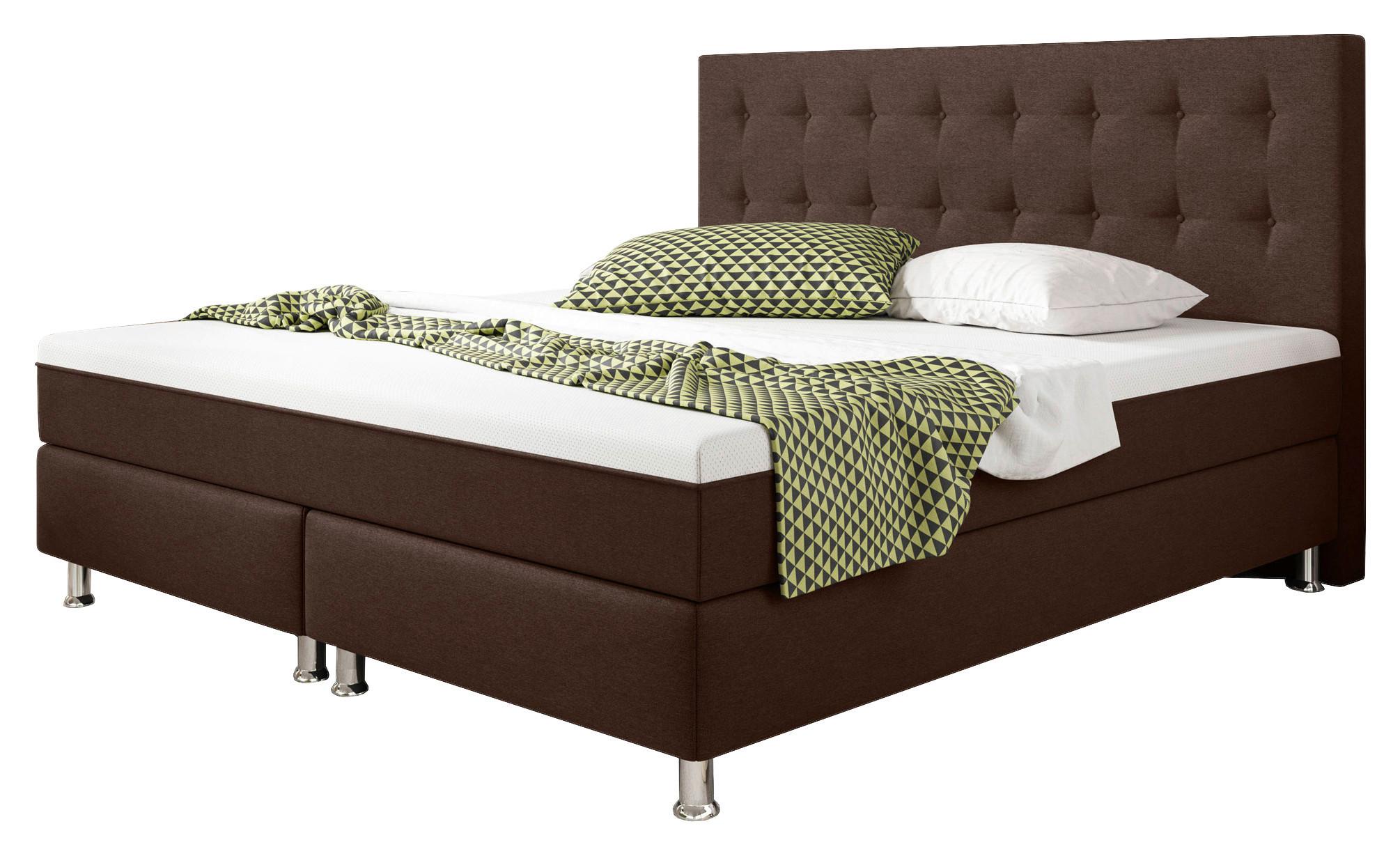 Boxspringbett 180x200 Cm Köln Plus - Silberfarben/Braun, KONVENTIONELL, Textil (180/115/210cm) - MID.YOU