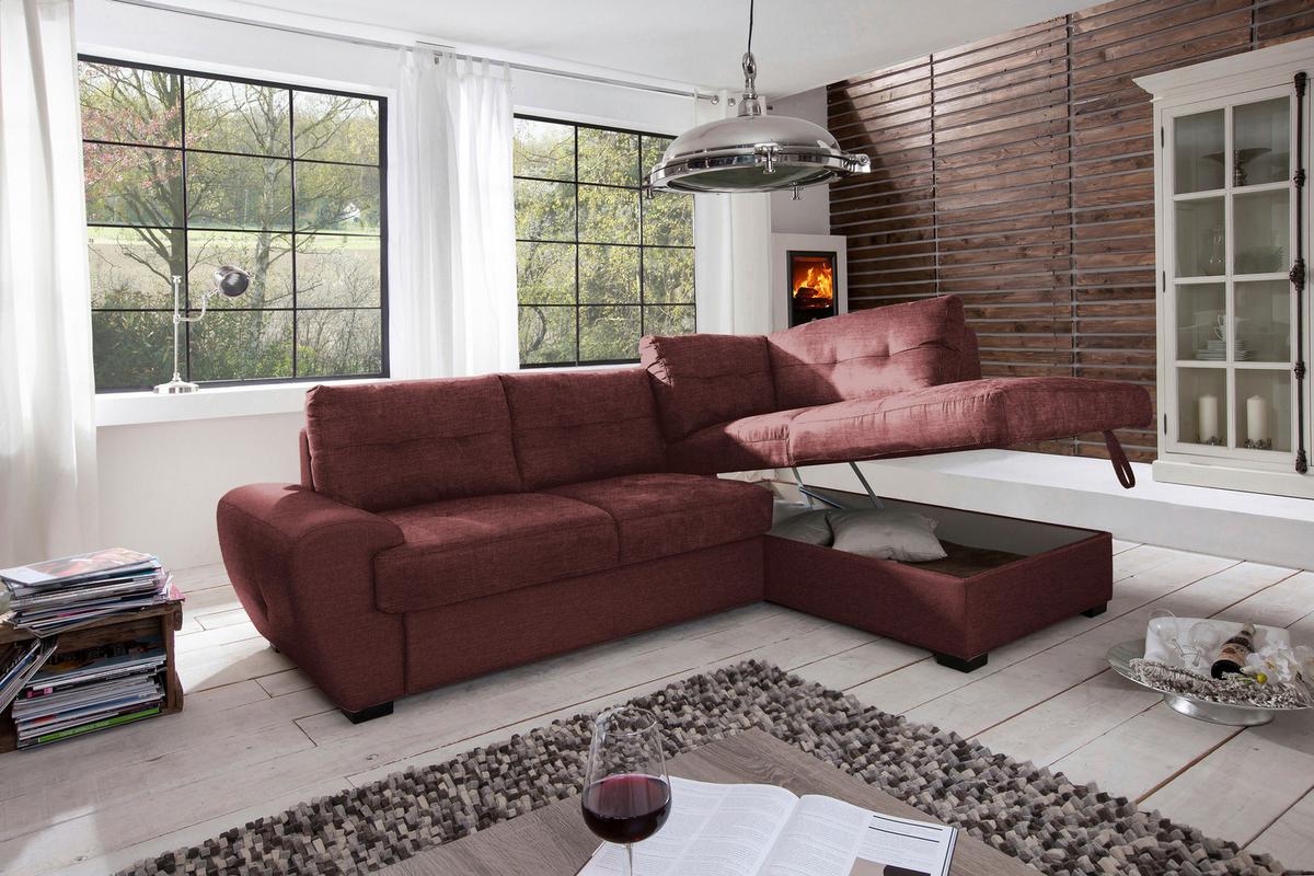 Sarokgarnitúra "burner" Burner - borvörös, Modern, textil (244/88/174cm)