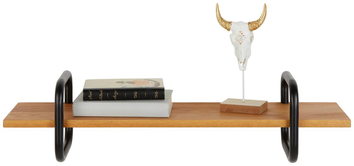 NÁSTENNÁ POLICA DANZIG -SB- - čierna/farba duba, Modern, kov/drevo (80/20/22cm) - Mömax