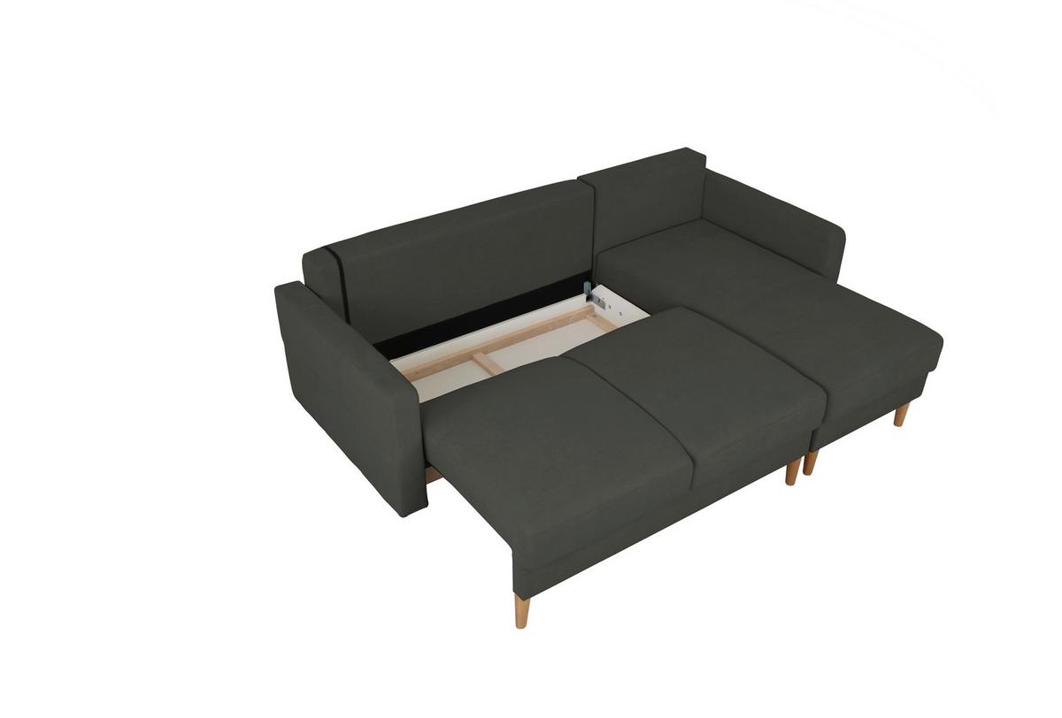 Ecksofa Noret, Schwarz S: 223x157 Cm - Buchefarben/Schwarz, Design, Textil (223/157cm) - MID.YOU