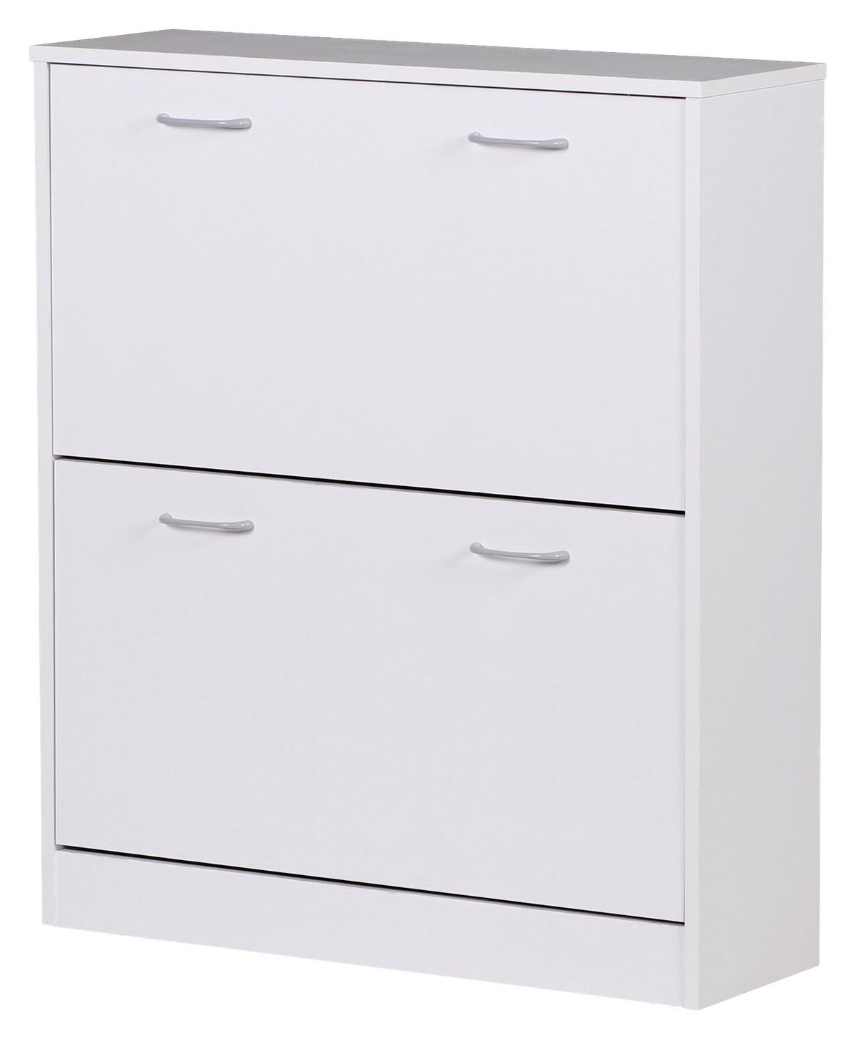Vyklápěcí botník Sarah bílý - bílá/barvy stříbra, Konvenční, kompozitní dřevo/plast (75/87/24cm) - MID.YOU