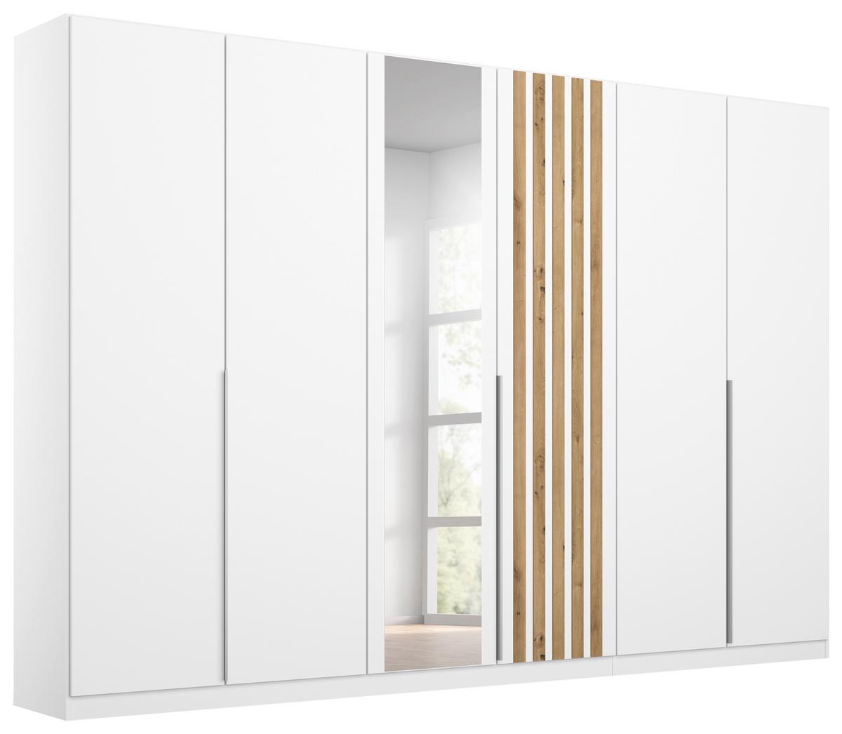 Drehtürenschrank 271 cm Lamella Weiß/Eiche Dekor - Weiß/Eiche Artisan, MODERN, Holzwerkstoff (271/210/54cm) - Rauch Möbel