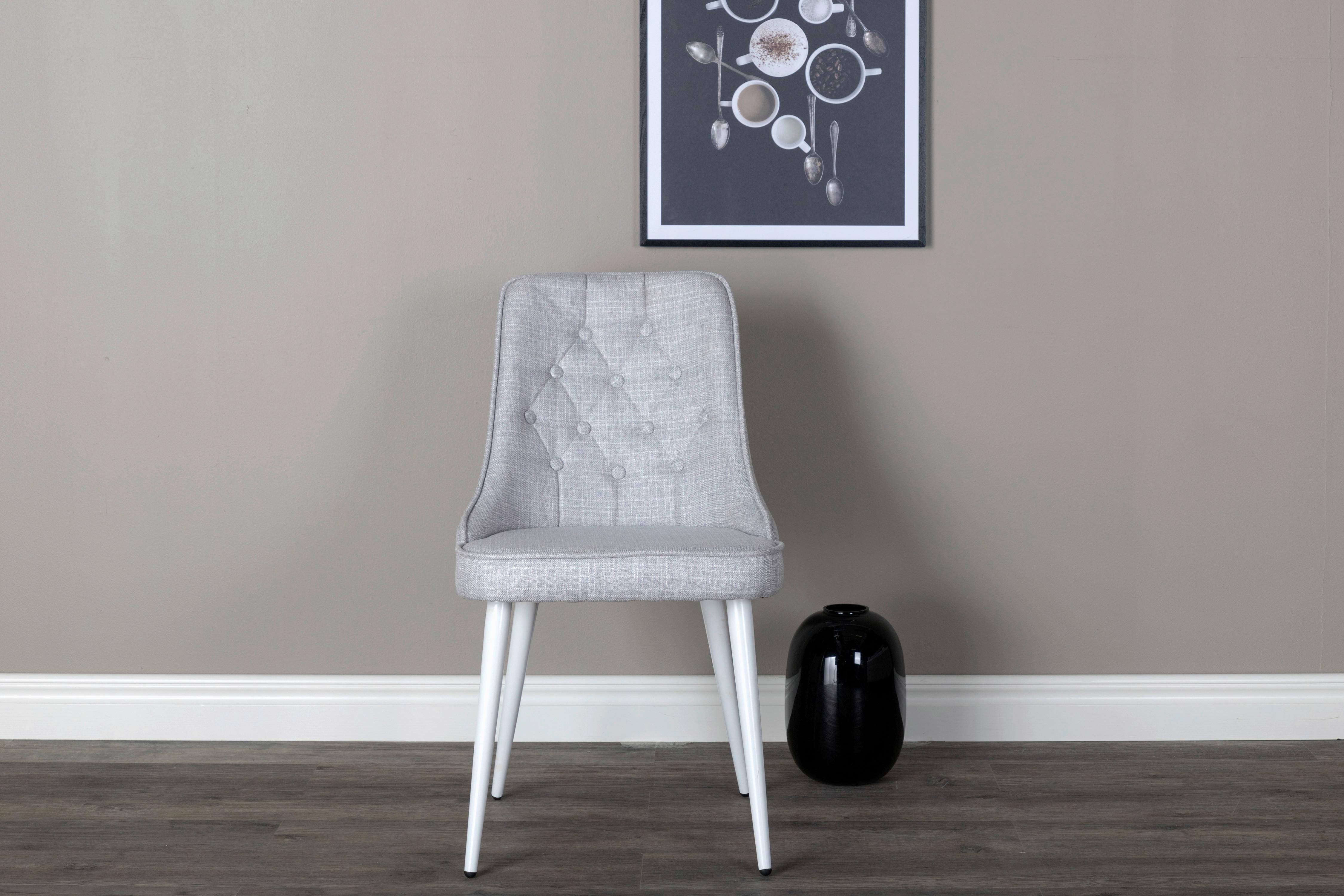 Stuhl-Set Velvet Deluxe - Hellgrau/Weiß, Design, Kunststoff/Textil (50/88.5/66cm) - Livetastic