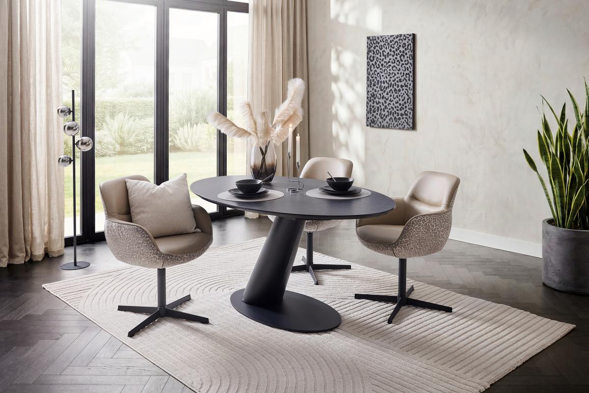 JEDÁLENSKÝ STÔL STEVEN 160 - čierna, Design, kov/kompozitné drevo (160/76/95cm) - Mömax