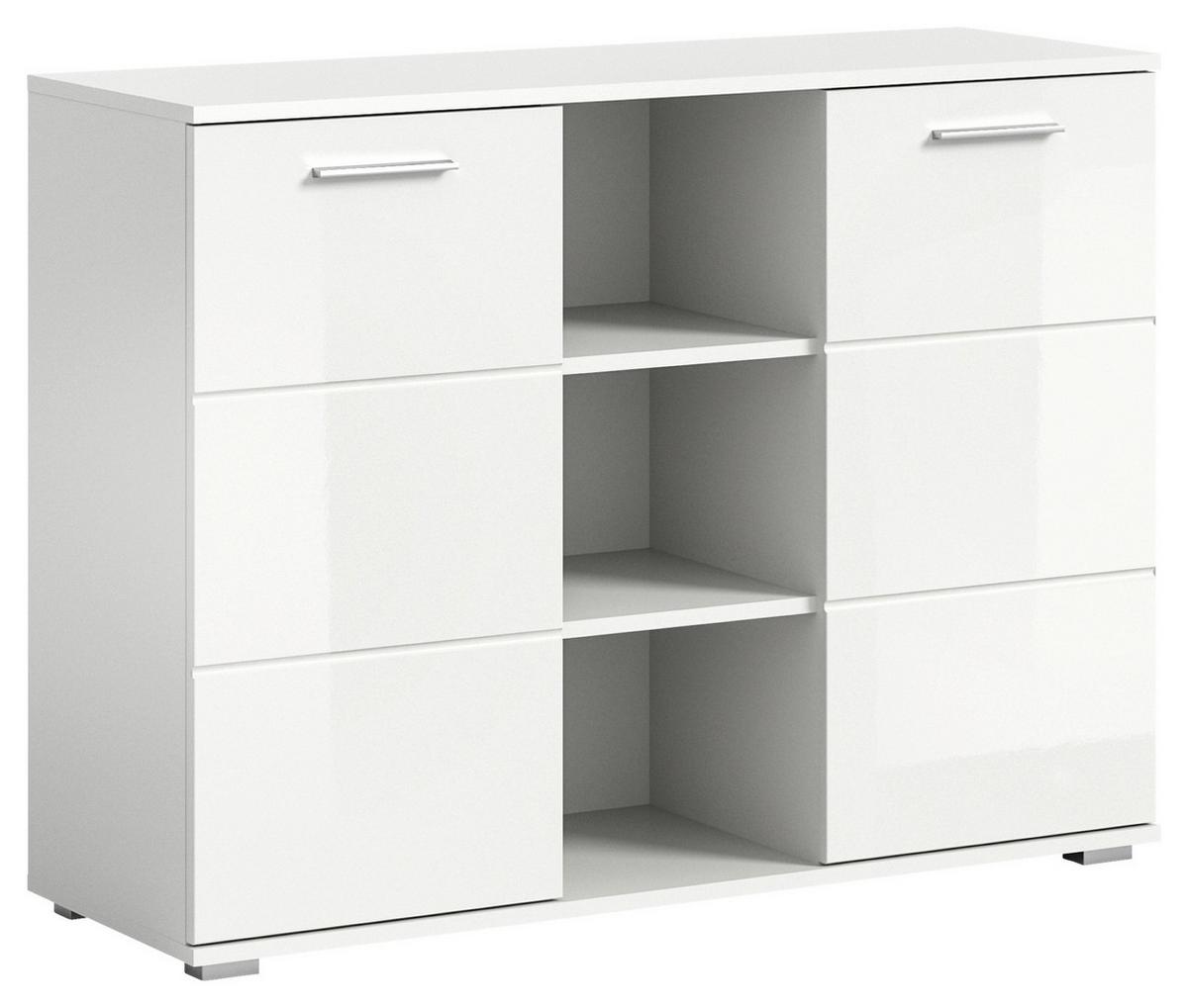 Kommode Prego - Weiß Hochglanz, Design, Holzwerkstoff (110/83/37cm) - MID.YOU