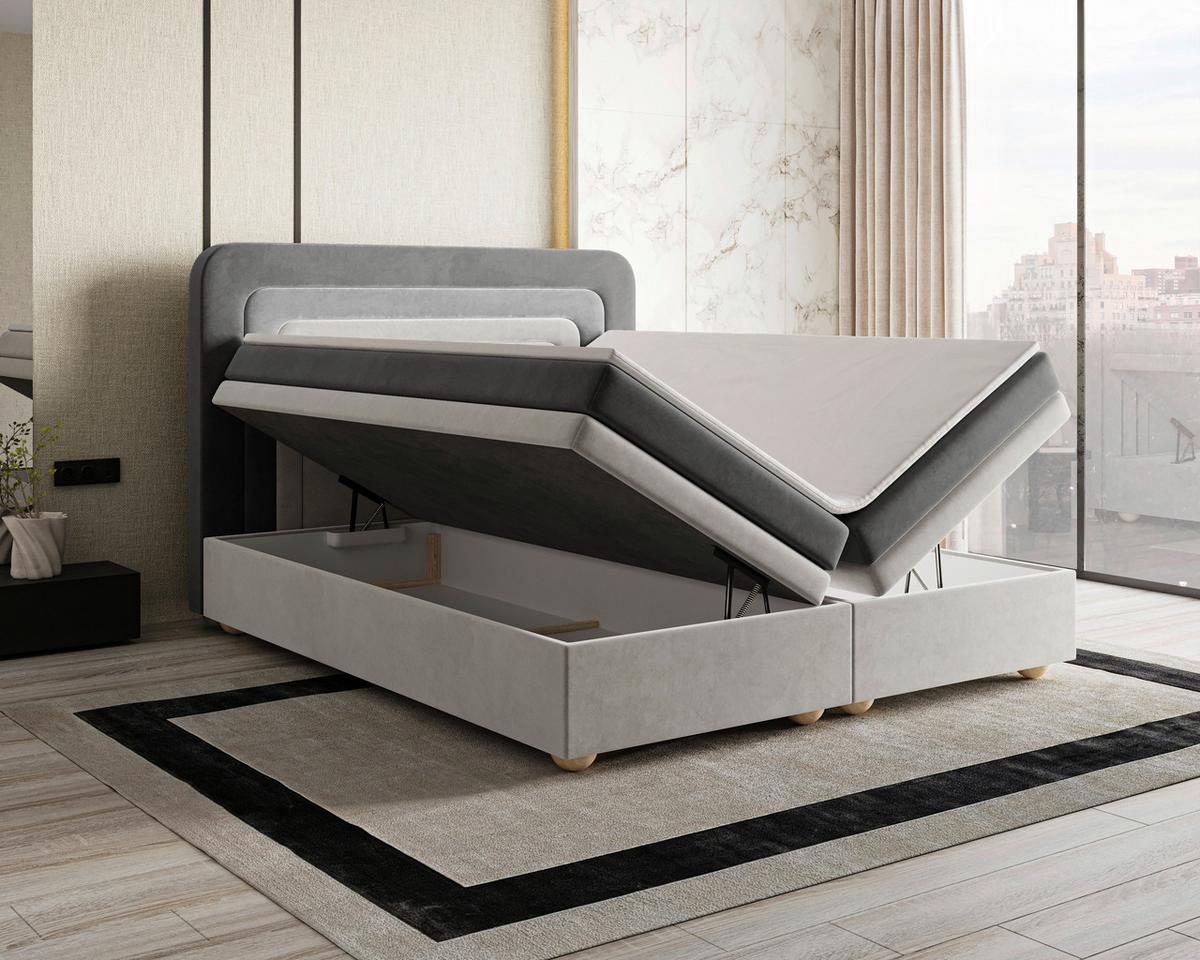 Boxbett Nest Lf:160x200 Hellgrau/Dunkelgrau - Dunkelgrau/Hellgrau, MODERN, Holz/Kunststoff (160/200cm) - MID.YOU