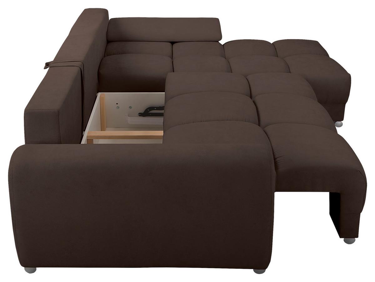 Ecksofa Azzuro Braun S: 256x175 Cm - Silberfarben/Braun, Design, Textil (256/175cm) - Livetastic