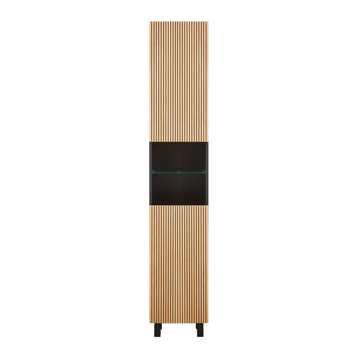 Vysoká skrinka VENEZIA - čierna/farba duba, Lifestyle, kompozitné drevo (35/195/32cm) - Mömax