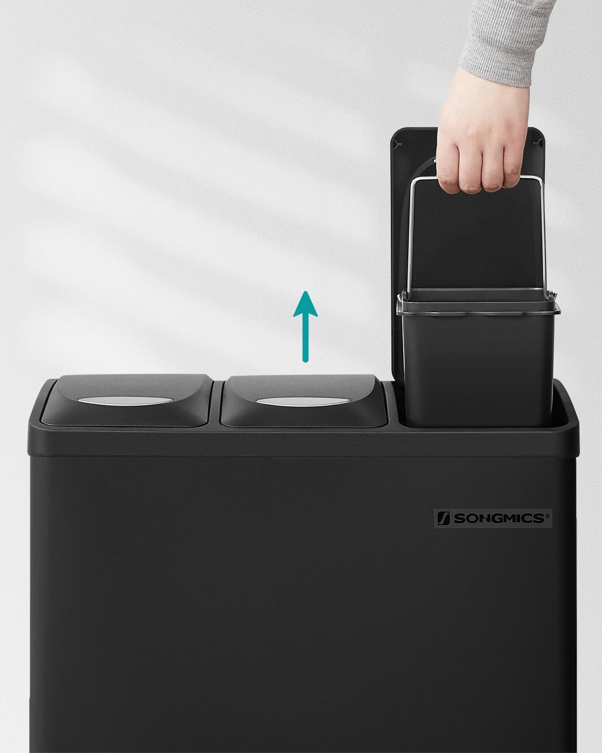 Abfallsammler Schwarz B: 46cm - Schwarz, Basics, Kunststoff/Metall (46/39,5/24,5cm)