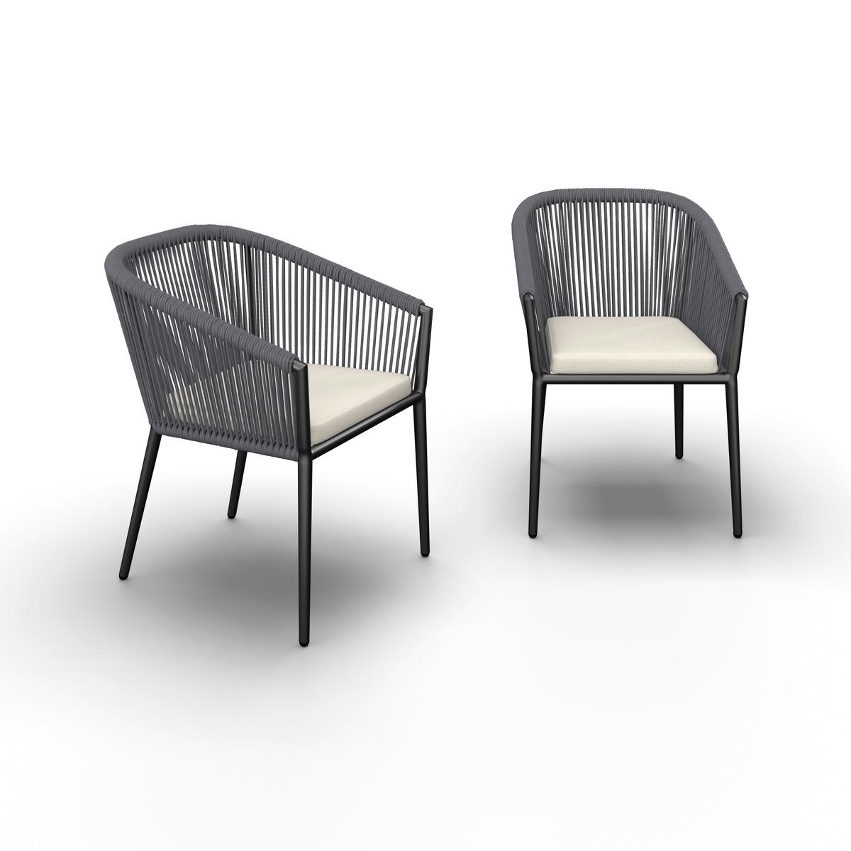 SADA ZAHRADNÍCH KŘESEL BENICIA - bílá/černá, Moderní, kov/textil (55/76/63cm) - Bessagi Garden