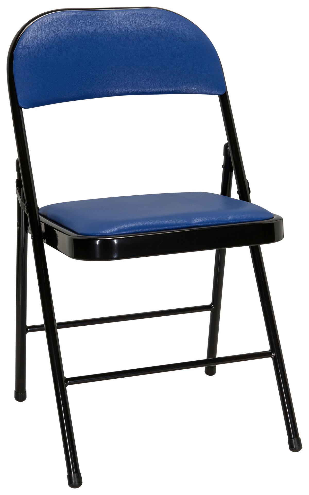 Klappstuhl Tudela Pu Blau/schwarz - Blau/Schwarz, Basics, Textil/Metall (44/80/49cm) - MID.YOU