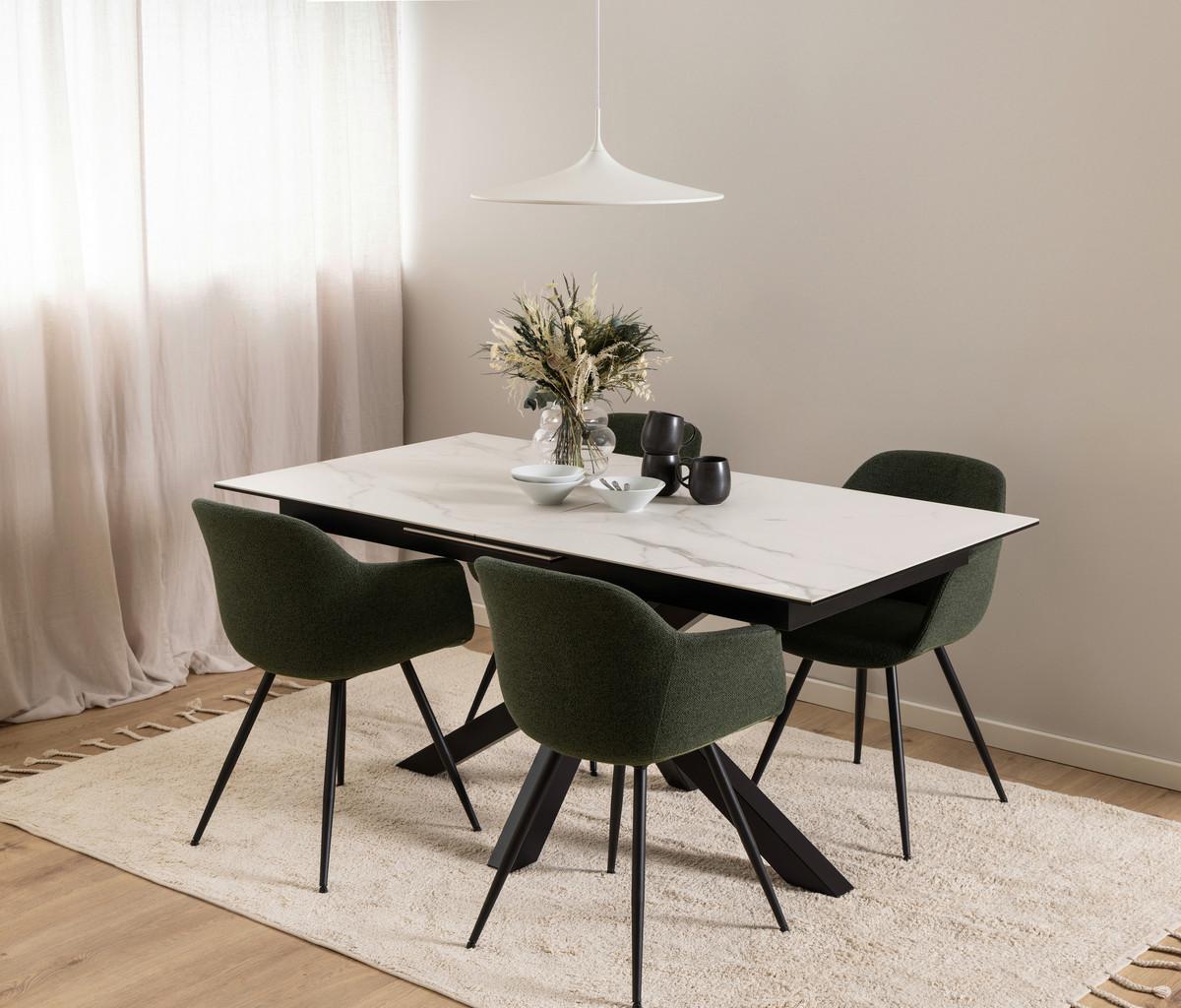 Esstisch Ausziehbar Heaven 168-210x90x75,5cm Schwarz/weiß - Schwarz/Weiß, Trend, Keramik/Metall (168-210/90/75,5cm) - MID.YOU