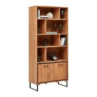 Regál SHIVA SHIVA - černá/barvy akácie, Moderní, kov/dřevo (88/195/40cm)