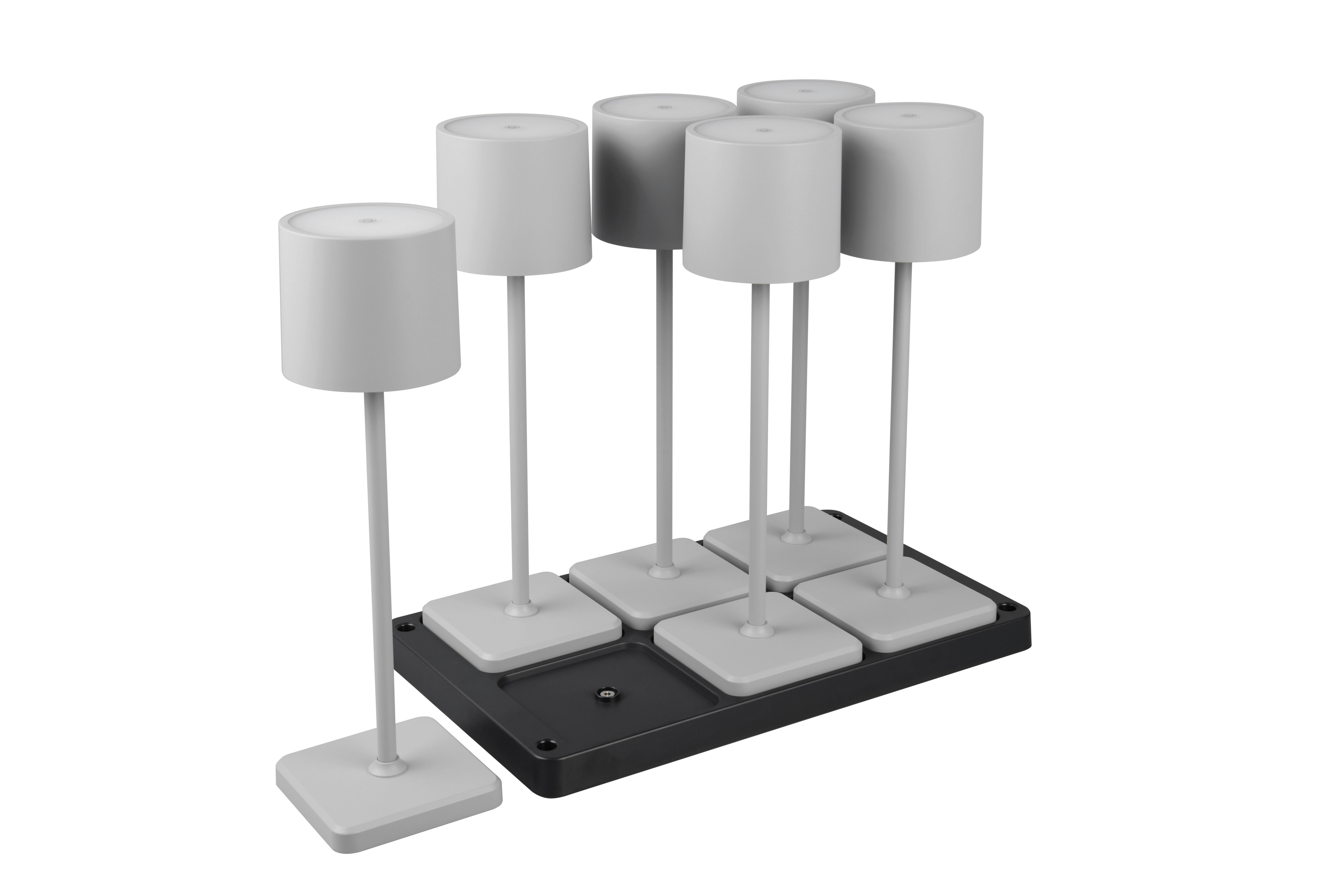 Akku-Tischleuchte R54096677 Fernandez 6er Set - Grau, KONVENTIONELL, Kunststoff (42,6/40/26cm)