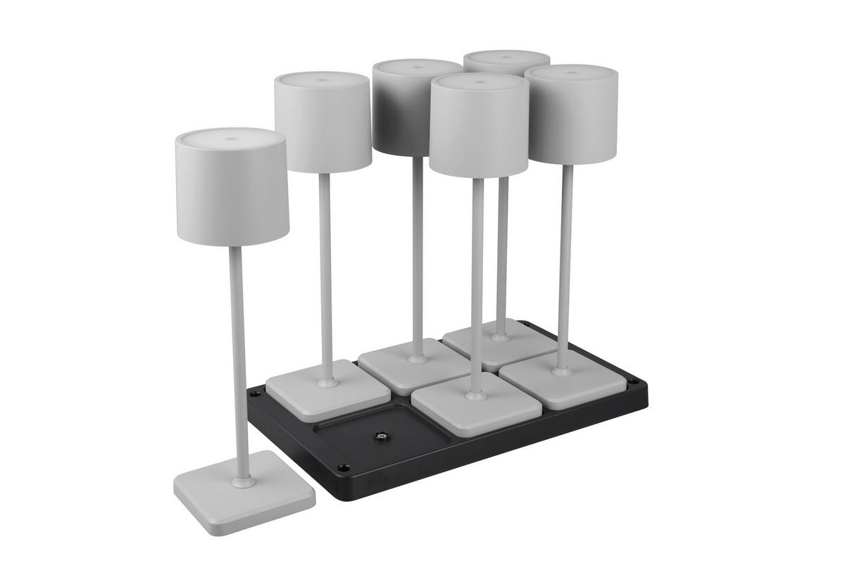 Akku-Tischleuchte R54096677 Fernandez 6er Set - Grau, KONVENTIONELL, Kunststoff (42,6/40/26cm)