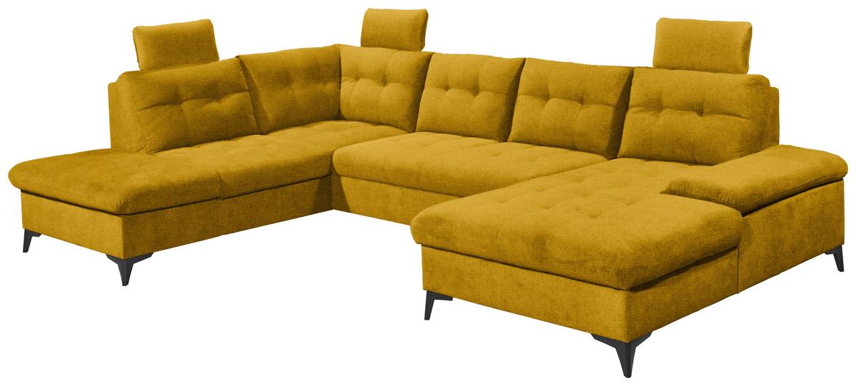 Wohnlandschaft Durban U Gelb U: 218/324/170 Cm - Gelb/Schwarz, KONVENTIONELL, Textil (218/324/170cm) - MID.YOU