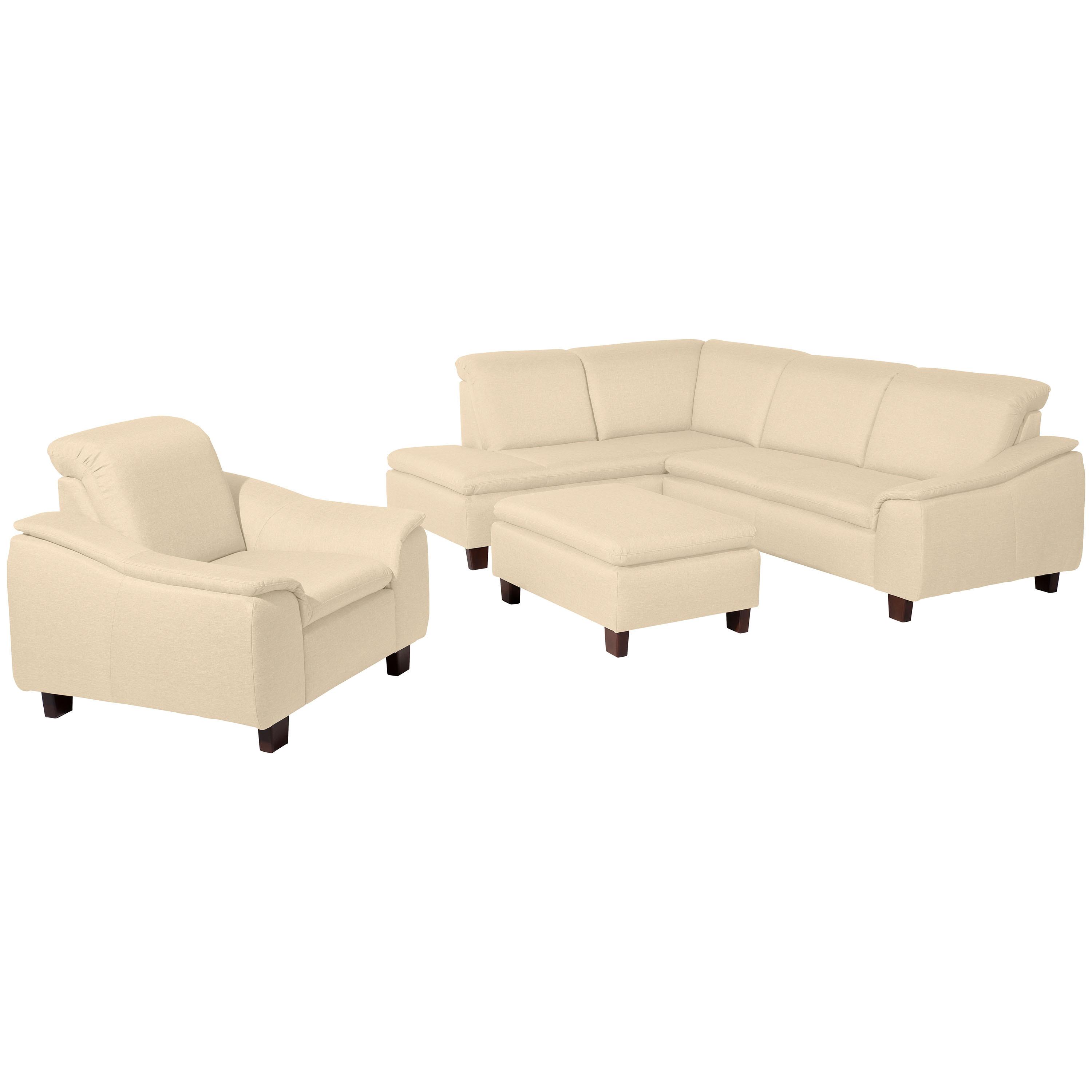 Ecksofa Aaron Beige Flachgewebe - Beige/Nussbaumfarben, Design, Textil (247/82/187cm) - Max Winzer