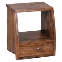 Noční stolek z masivního dřeva Mumbai - barvy sheesham/barvy chromu, Konvenční, kov/dřevo (45/53/40cm) - MID.YOU