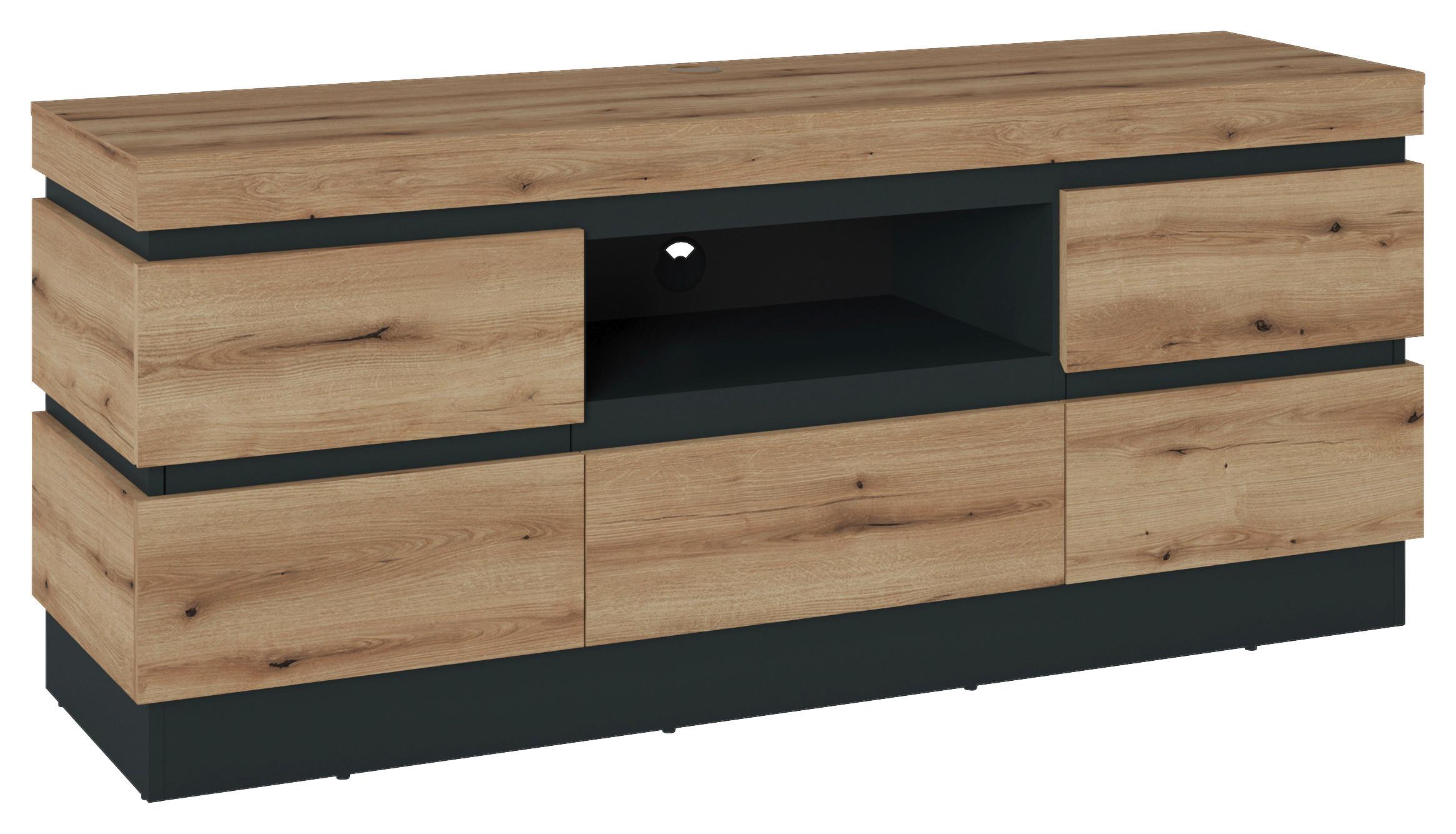Tv-elem Corte - tölgyfa/szürke, Trend, faalapú anyag (160,8/68/45cm)