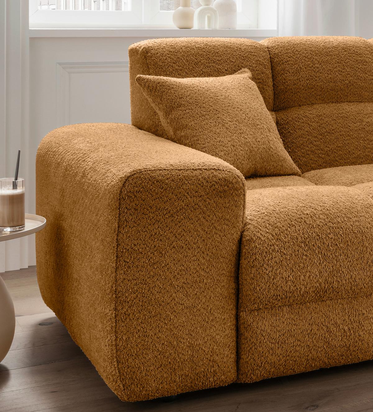 Ecksofa Bosco Goldfarben S: 301x152 cm - Goldfarben/Schwarz, MODERN, Textil (301/152cm) - Livetastic