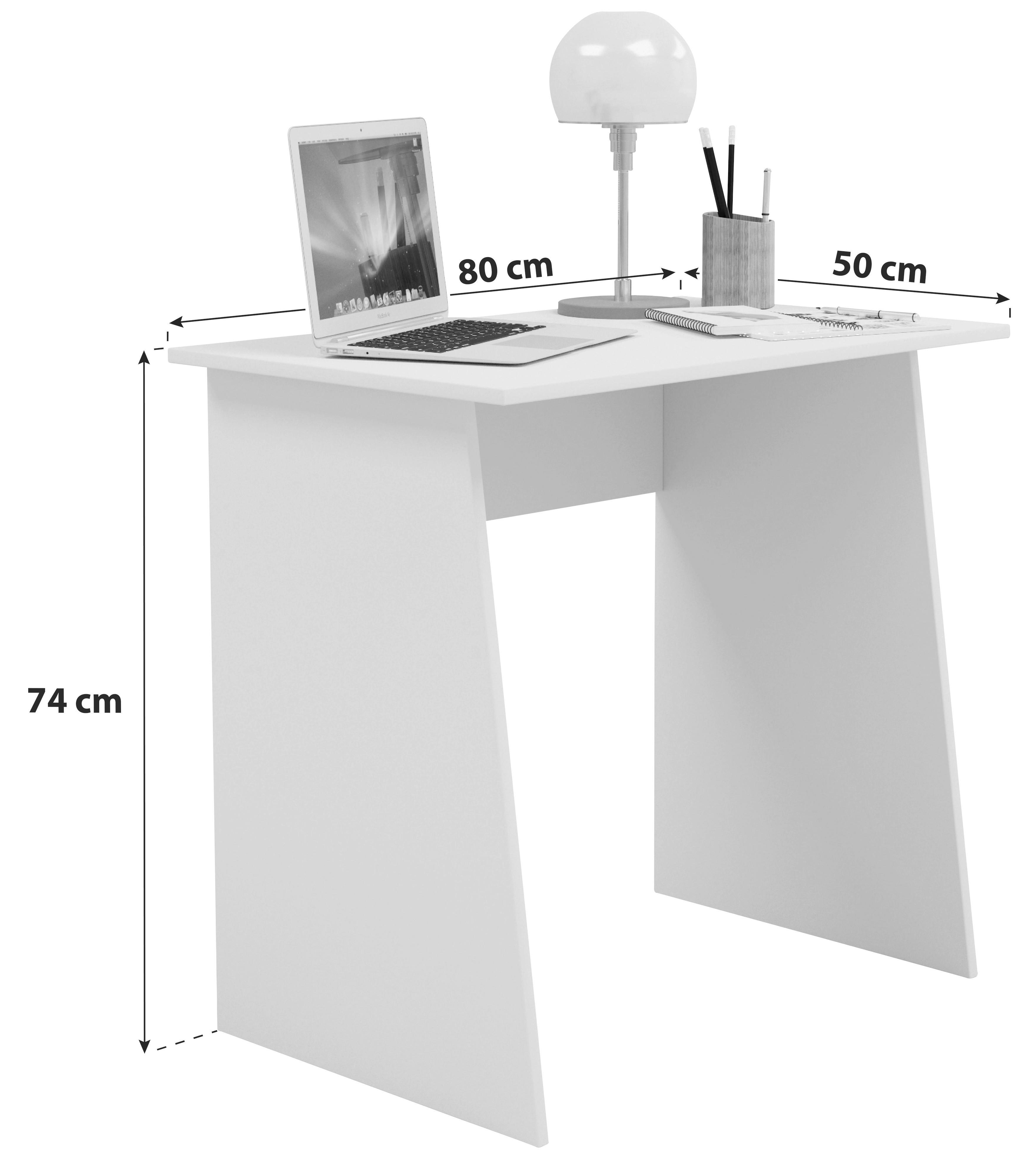 Schreibtisch B 80cm H 74cm Masola Mini, Weiß - Weiß, Basics, Holzwerkstoff (80/50/74cm) - MID.YOU