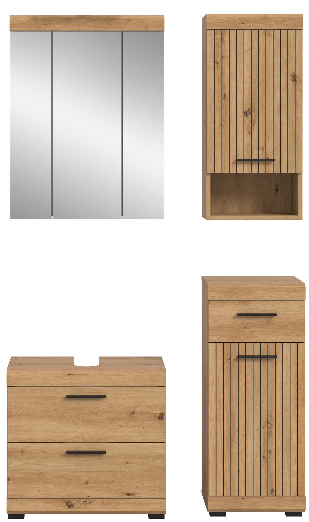 Badezimmer Scout Eiche Artisan Dekor B: 97cm - Schwarz/Eiche Artisan, Trend, Glas/Holzwerkstoff (97cm) - MID.YOU