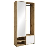 Garderobe Dino Weiß Eiche Artisan Dekor B: 90 cm - Weiß/Eiche Artisan, Trend, Holzwerkstoff (90/190/33cm) - P & B