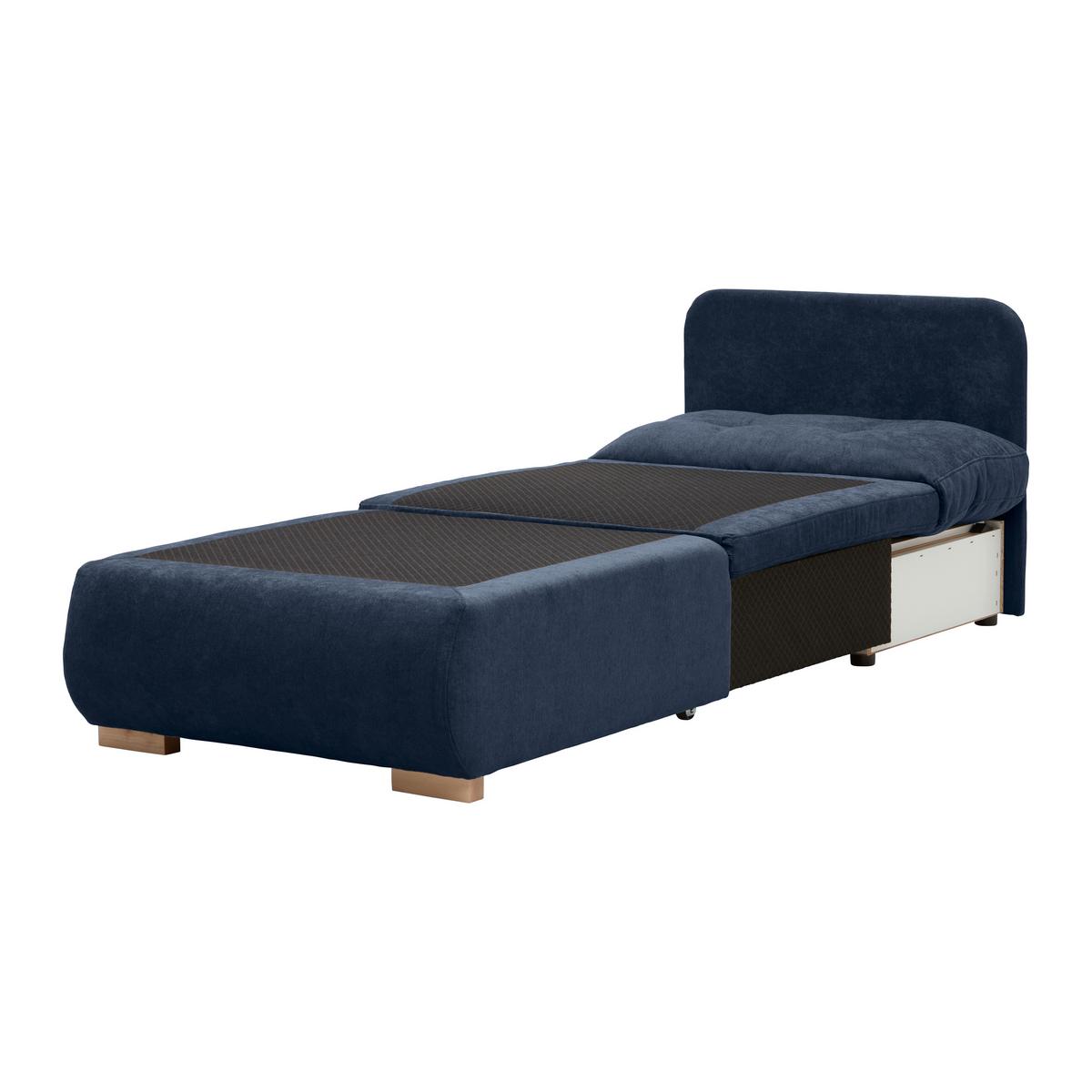 Rozkladacie kreslo MODENA, tmavomodrá - čierna/prírodná farba, textil/plast (89/88/90cm) - Based