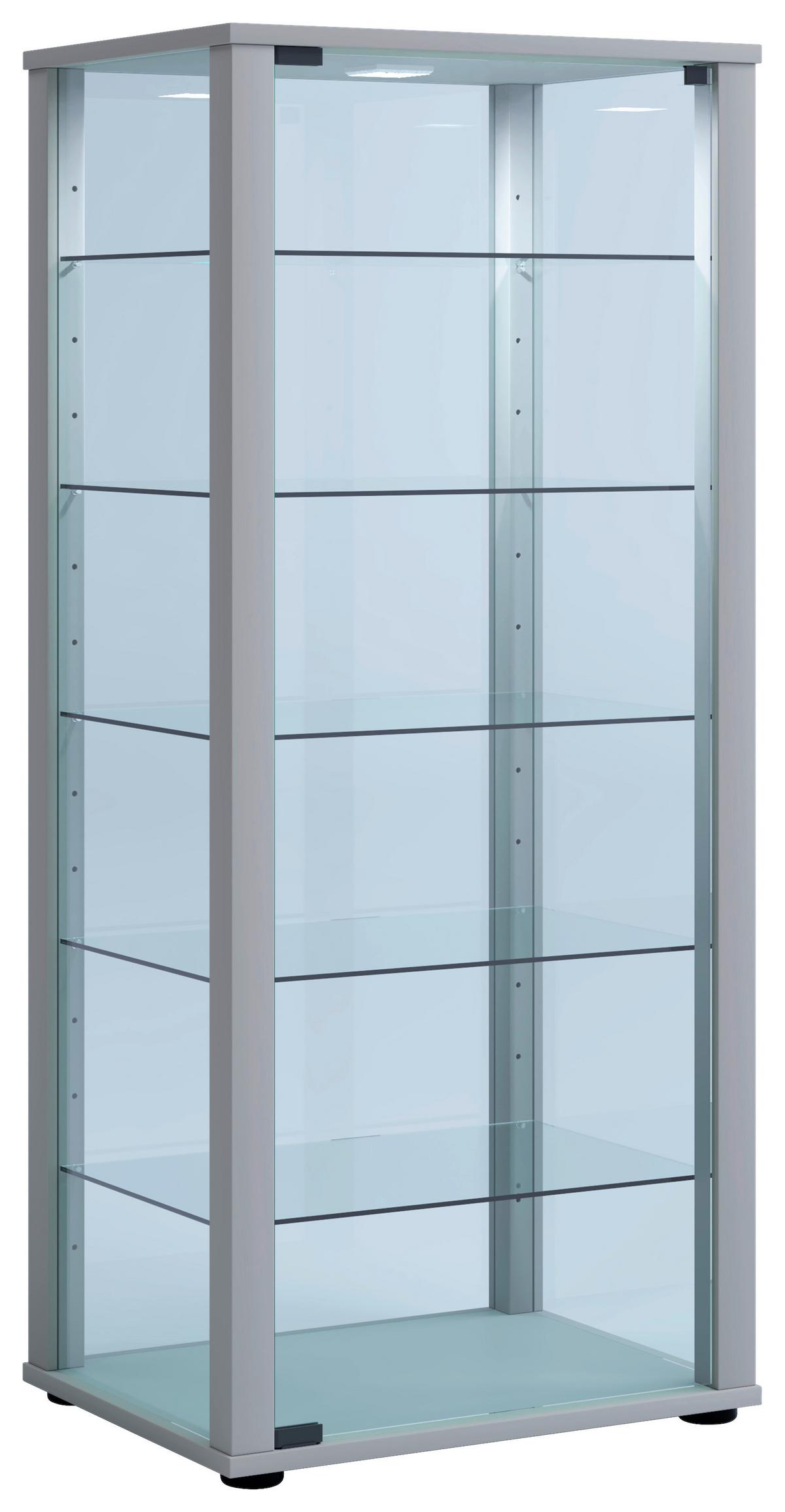 Vitrine Kavisa B: 50 Cm Silberfarben - Silberfarben/Schwarz, MODERN, Glas/Holzwerkstoff (50/114,5/38cm) - MID.YOU