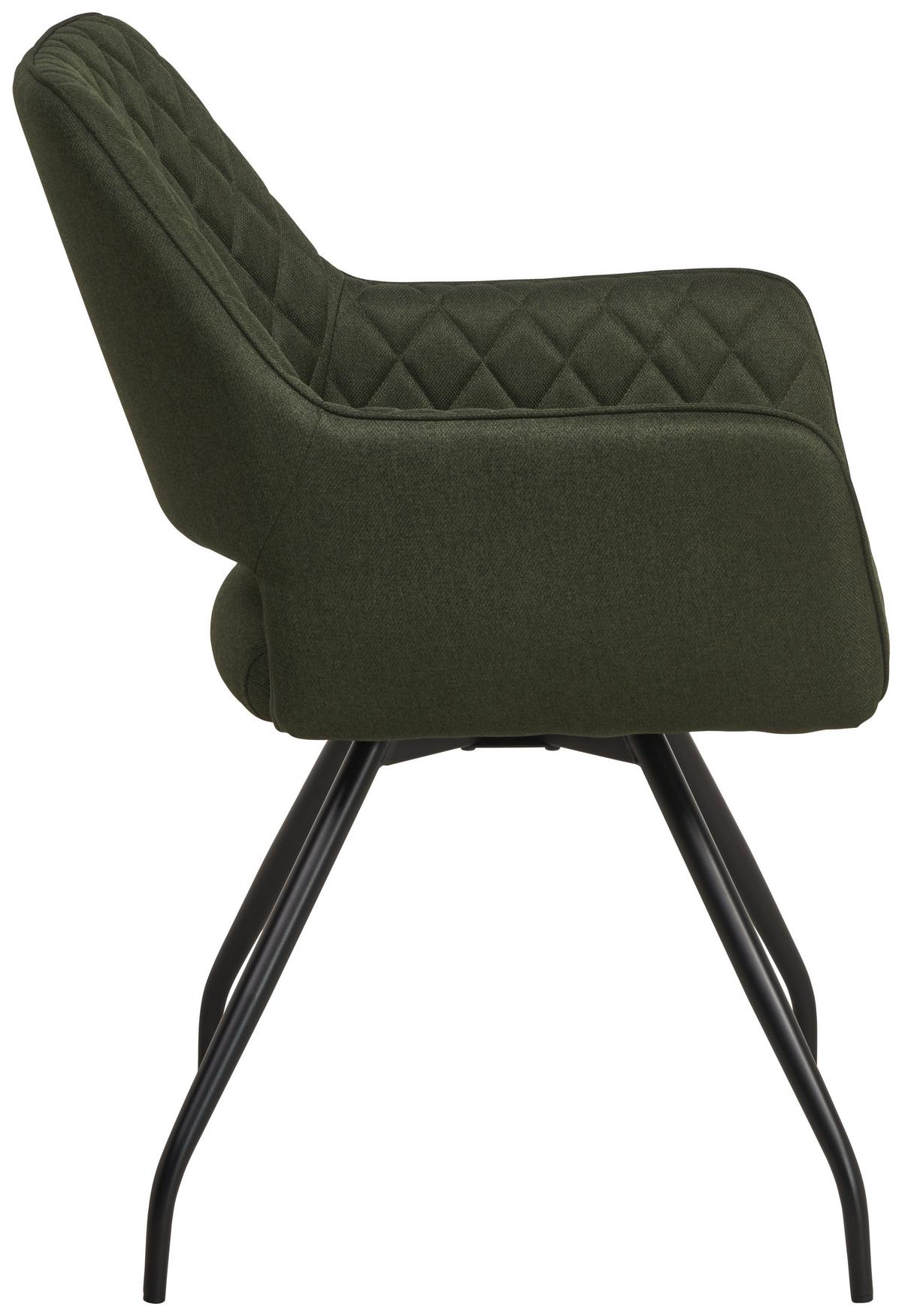 Armlehnstuhl Pam Grün, Sitzfl. 360° Drehbar - Schwarz/Grün, KONVENTIONELL, Holz/Textil (57/85.5/60cm) - MID.YOU