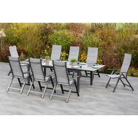 Gartenmöbel Set 9-tlg Florenz Aus Metall/textil - Graphitfarben/Grau, MODERN, Textil/Metall - Gardenson