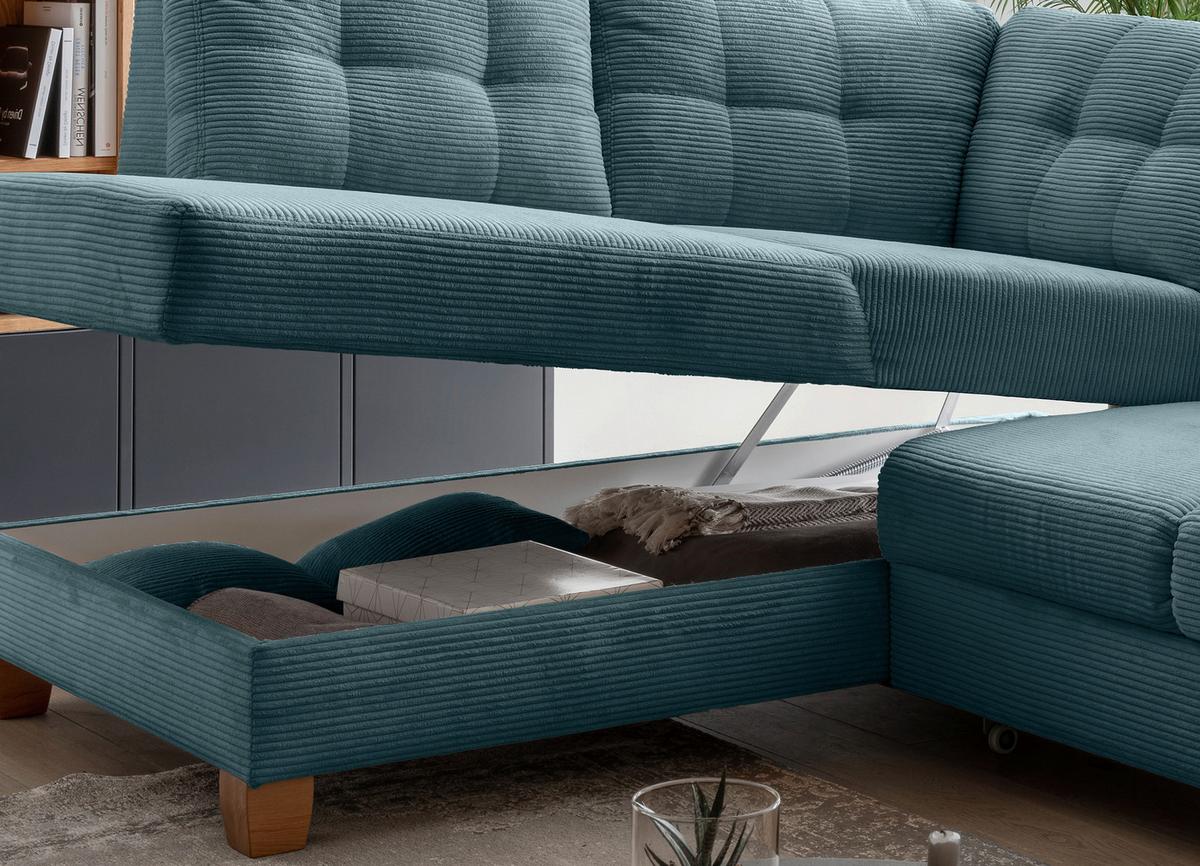 Ecksofa Brizzini Petrol S: 206x274 Cm - Petrol/Naturfarben, MODERN, Textil (206/274cm) - Livetastic