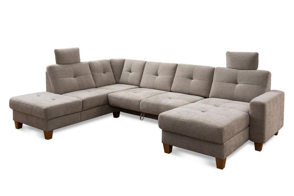 Sedacia súprava do U VARESE, ľavá, sivohnedá ženilka - farba duba/taupe, Modern, drevo/textil (222/318/164cm) - James Wood