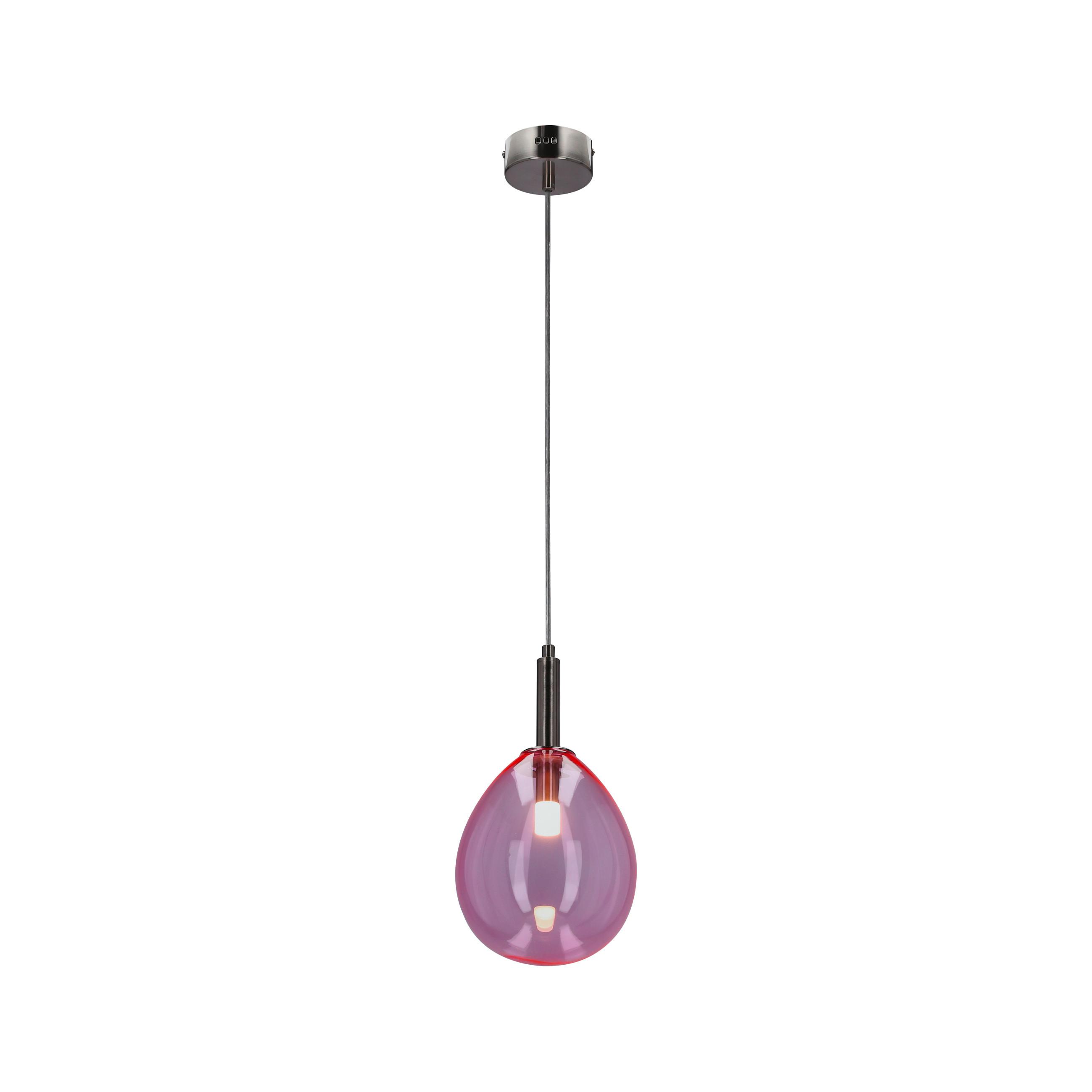 LED-Hängeleuchte 50133209 Lukka - Chromfarben/Pink, Design, Glas/Metall (18/18/115cm)