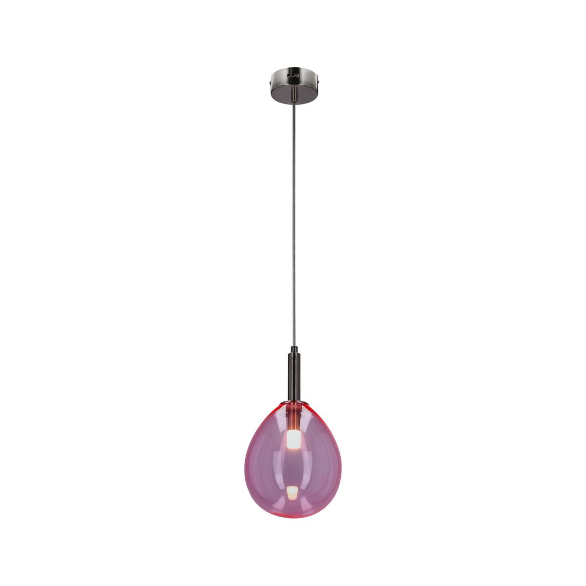 LED-Hängeleuchte 50133209 Lukka - Chromfarben/Pink, Design, Glas/Metall (18/18/115cm)