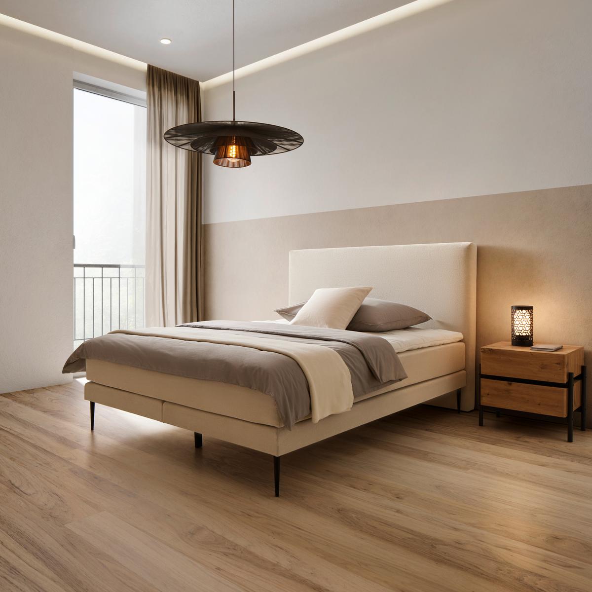 Boxspringová postel NEVADA 180x200, béžová - černá/béžová, Moderní, kov/dřevo (180/200cm) - Bessagi