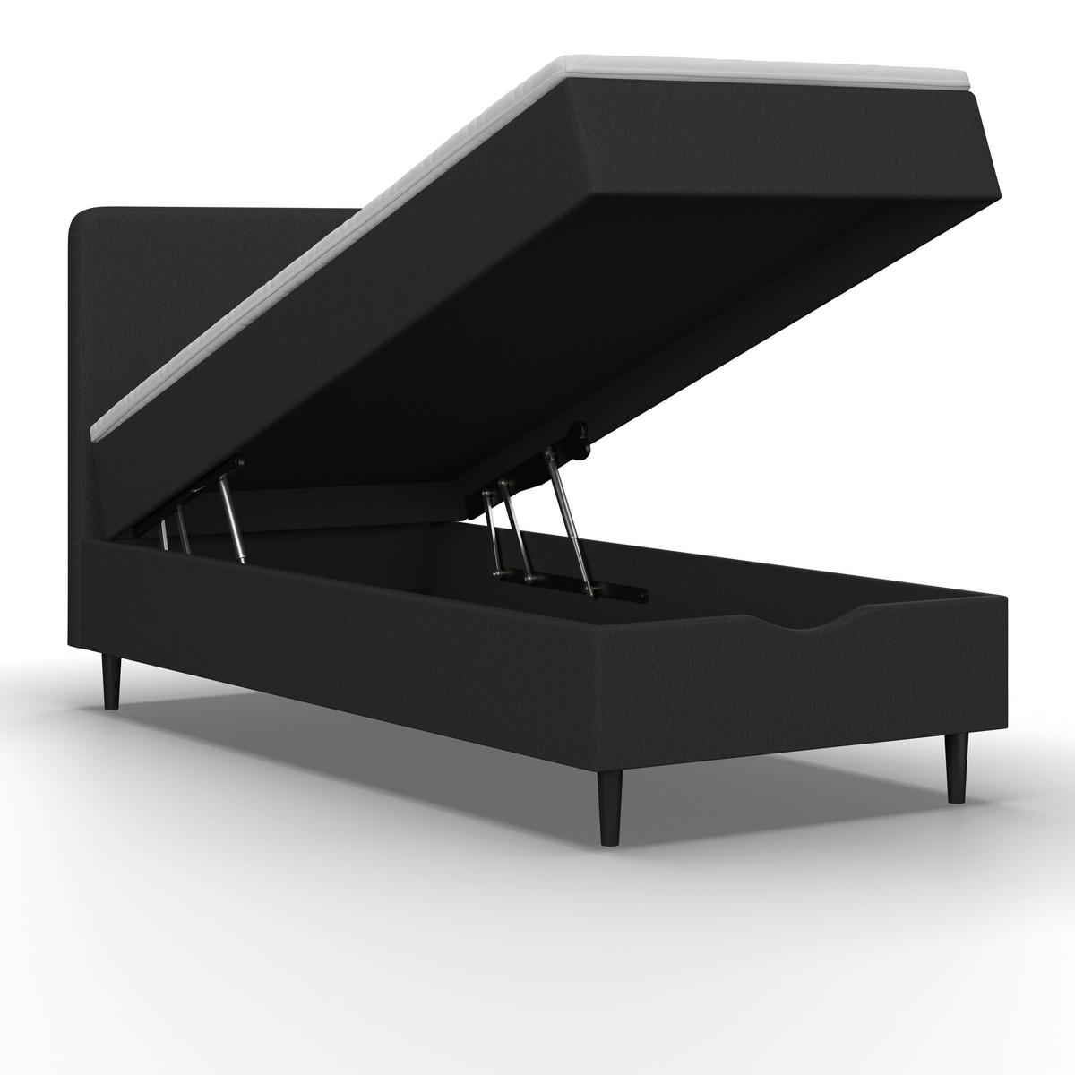 Boxspringová postel VIDA 90x200, tmavě šedá, s topperem - černá/tmavě šedá, Moderní, dřevo/textil (90/200cm) - Bessagi Home