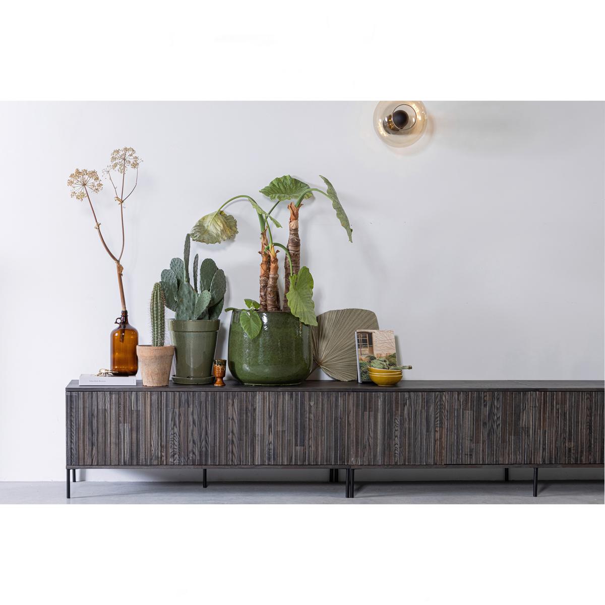 LOWBOARD Gravure Braun B: 100cm - Schwarz/Braun, Design, Holz (100/56/44cm) - Livetastic