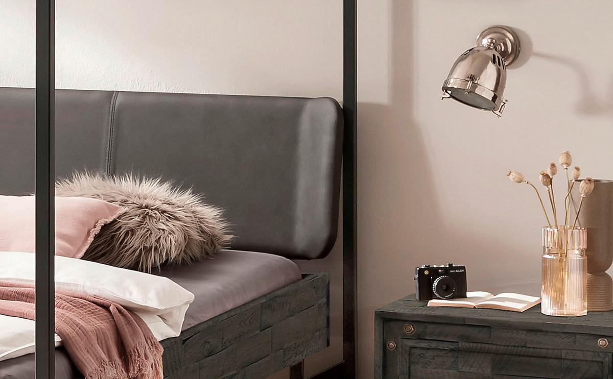 Himmelbett Bovena Grau /anthrazit 160x200 Cm - Anthrazit/Grau, Design, Holz/Textil (160/200cm) - Hasena