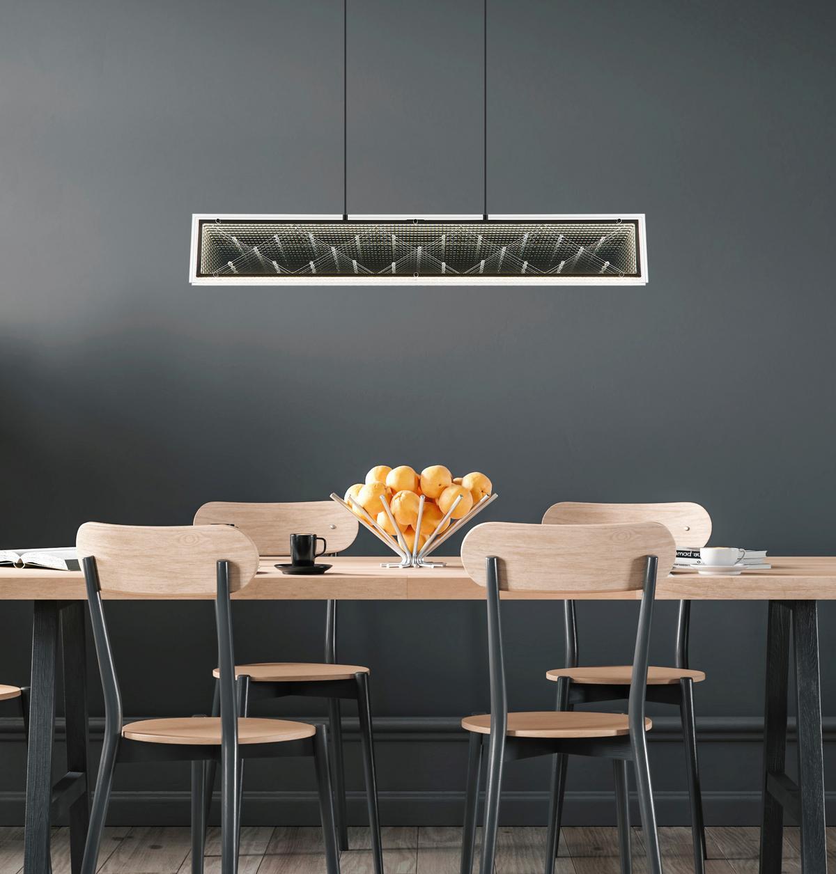 LED-Hängeleuchte Memory-Funktion - Klar/Chromfarben, Design, Glas/Kunststoff (113/8/120cm) - Globo